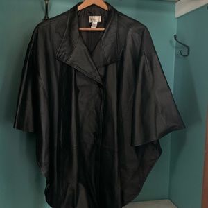 Black leather cape/coat